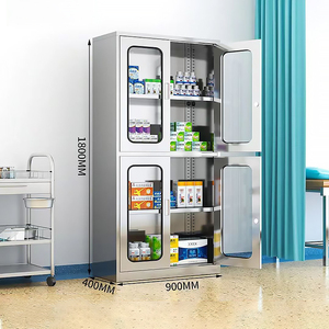 Armoires de rangement modernes en acier inoxydable pour hôpitaux, ateliers et extérieurs, à faible profondeur, avec serrures, pour médicaments, personnel, chaussures et outils, réglables - Product Image 1