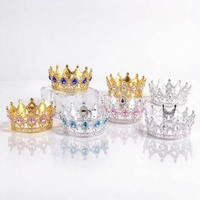 Mini-couronne en plastique dorée baroque avec strass pour décoration de gâteau de mariage ou de fête