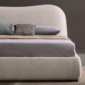 Lit King Size en Lin Capitonné de Luxe Tête de Lit Courbée Moderne Design <span class=keywords><strong>Chic</strong></span> Meubles de <span class=keywords><strong>Chambre</strong></span> à <span class=keywords><strong>Coucher</strong></span> Ensemble de Lit - Product Image 3