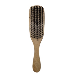 Brosse à barbe double face en poils naturels avec manche en bois pour nettoyer les cheveux coupés et les résidus de coiffure - Product Image 3