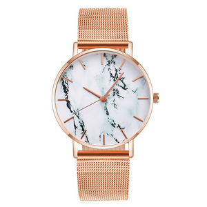 Montre à quartz à cadran marbré, style rétro décontracté, bracelet en cuir et acier inoxydable, édition limitée ETA, aiguille de monnaie, nouvelle collection mode 2025 - Product Image 2