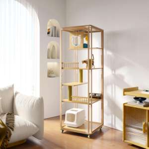 Villa mobile personnalisée à plusieurs étages mobilier durable pour animaux de compagnie avec motif animal <span class=keywords><strong>en</strong></span> bois massif fabriqué <span class=keywords><strong>en</strong></span> métal pour <span class=keywords><strong>lapin</strong></span> vivant - Product Image 1