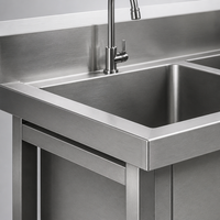 Évier de cuisine à double bac en acier épais pour le lavage de la vaisselle et la préparation des aliments
