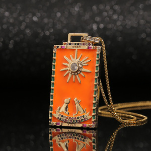 Collar de <span class=keywords><strong>Tarot</strong></span> con Diseño Europeo <span class=keywords><strong>y</strong></span> Estadounidense, Nuevo Accesorio, Collar de <span class=keywords><strong>Tarot</strong></span> con Gotas de Aceite, Collar de <span class=keywords><strong>Tarot</strong></span> Chapado en Oro - Product Image 4