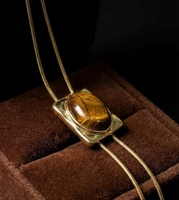 Collar de Latón con Ojo de Tigre Cuadrado, Certificado CE Rohs, para Mujer, Personalizado, Regalo para el Día de la Madre, Navidad