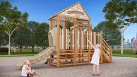 Toboggan en bois durable pour jeux extérieurs, toboggan en bois anti-corrosion pour terrains de jeux publics