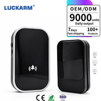 Sonnette sans fil auto-alimentée, étanche, sans batterie, sonnerie électrique, utilisation domestique EU/UK/US, LUCKARM B05, plastique ABS, portée 100m