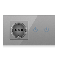 NOVSKI Prises murales de luxe en verre avec interrupteur tactile double 16A 250V, fabriquées en Allemagne