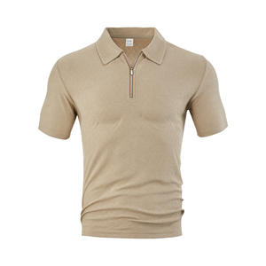 Polo décontracté d'été pour homme de style européen et américain, bleu clair, en polyester, avec fermeture éclair, coupe ample - Product Image 6