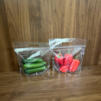 Sac refermable perforé anti-buée de qualité alimentaire avec poignée, emballage personnalisé avec logo pour légumes frais (feuilles de laitue)