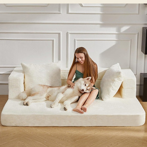 Sofá cama minimalista moderno de dos plazas, tapizado en tela, con respaldo acolchado, muebles de sala de estar, color blanco - Product Image 5