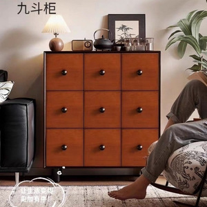 ตู้ลิ้นชักไม้เนื้อแข็งเก้าลิ้นชัก ตู้เก็บของห้องนั่งเล่นทำจากไม้บ็อกซ์วูด - Product Image 2