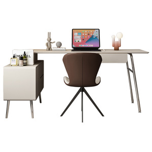 Mesa de estudio para estudiantes de madera maciza con silla integrada, librería de alquiler y Escritorio de computadora con gabinete lateral - Product Image 5