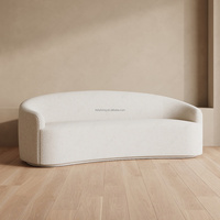 Canapé FERLY moderne de luxe, incurvé, en tissu bouclé, en forme de rein, élégant, rembourré crème, pour villa haut de gamme