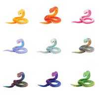 Jouets Serpents Flexibles Imprimés en Filament 3D, Animaux en PLA, Matériaux Écologiques, Collection de Serpents Colorés pour Enfants