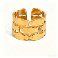 Gaovo Großhandel Edelstahl 18K Vergoldete Fischgräten-Offene Ringe Klassischer Europäischer Stil Nischen-Premium Mode Fingerringe