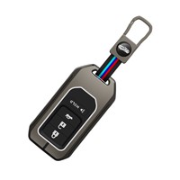 Porte-clés de voiture en alliage de Zinc à couverture complète porte-clés en métal en Silicone intelligent pour Honda Civic Accord CR-V Lingpai XR-V Vezel Breeze