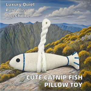 Almohada de juguete de hierba gatera de lino en forma de pez ecológica, juguetes masticables sostenibles para gatos de PP para dormir o jugar en interiores, regalo para gatos - Product Image 5