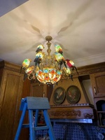 Lustres et lampes en verre teinté antique, éclairage suspendu, perroquet, lampes Tiffany, éclairage de luxe, lustres