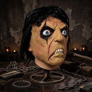 <span class=keywords><strong>Masque</strong></span> en latex réaliste de rock star, <span class=keywords><strong>masque</strong></span> intégral amusant et original, cheveux noirs, accessoires de fête <span class=keywords><strong>pour</strong></span> Halloween, Pâques, cosplay - Product Image 3