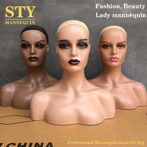 Maniquí busto para sombreros negro mujeres maniquí Peluca de pelo humano al por mayor cabeza de maniquí - Product Image 2