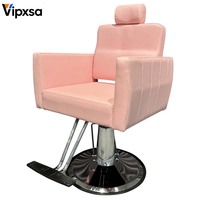 Fauteuil de Barbier Hydraulique Rose Inclinable en Gros, Mobilier de Salon Réglable, Chaise de Coiffure pour Salon de Barbier