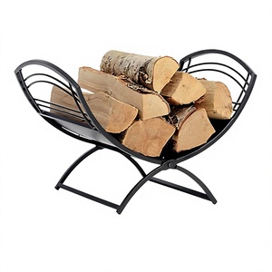 Modern Oval Steel <b>Log</b> <b>Holder</b> Powder Coated Firewood Storage Outdoor <b>Fireplace</b> Accessory - Product Image 2