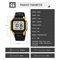 Montre connectée numérique d'extérieur SKMEI 2264, grand écran carré, étanche 50M, bracelet souple en TPU, montre de sport quotidienne, Reloj