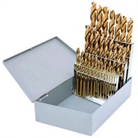 Jeu de forets en cobalt 29 pièces M35 en acier rapide finition oxyde d'or, tige de 1/16"-1/2" |   Boîte de rangement en métal pour indexation et perçage métallique
