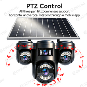 Caméra de sécurité solaire PTZ 4G 20MP CMOS 4 objectifs 4 écrans sans fil avec carte SIM AOV Enregistrement 24h/24 Suivi automatique Détection de mouvement Cloud - Product Image 3