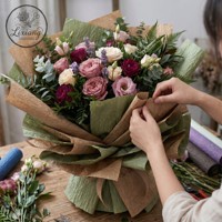 Papier d'emballage floral en kraft en gros, écologique, recyclable, pour bouquets de fleurs fraîches, emballage cadeau pour fleuristes, 20 feuilles/paquet