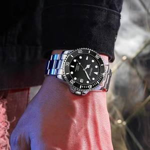 라오스 블랙 앤 그린 워터 고스트 오토매틱 기계식 비즈니스 시계 남성용 아크릴 케이스 & 밴드 아날로그 다이얼 8006 - Product Image 4