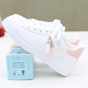 <span class=keywords><strong>Zapatillas</strong></span> de deporte informales <span class=keywords><strong>blancas</strong></span> con cordones transpirables para caminar al aire libre, decoración con colgante con flecos para <span class=keywords><strong>mujer</strong></span>, zapatos de cuero sintético - Product Image 6
