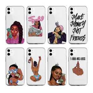 Clear phone case black girl magic phone cases silicon casing for iphone 12 max pro cover phone case 11 XR XS MAX