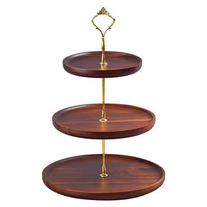 Soporte de Madera de Acacia de 3 Niveles de <span class=keywords><strong>la</strong></span> Mejor Calidad para Postres y Pasteles, Elegante Bandeja para Servir Cupcakes y Frutas para el Té de <span class=keywords><strong>la</strong></span> Tarde y Fiestas - Product Image 5