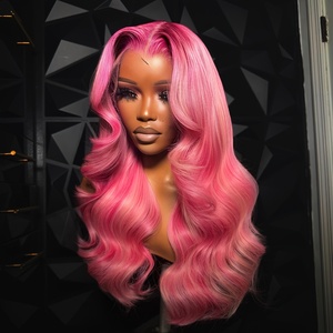Perruques Lace Front Body Wave en Cheveux Humains Vierges Bruts Pré-Pluckées Rose Highlight Sans Colle pour Femme - Product Image 2