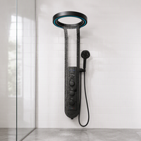 Système de douche mural moderne en acier inoxydable 304 chromé, écologique, avec panneau LED et accessoires de douche à main pour robinet de salle de bain