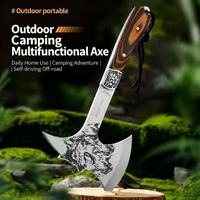 Hache à tête en V en acier industriel à haute teneur en carbone, manche en bois, pour camping en extérieur, avec gravure laser de logo personnalisé
