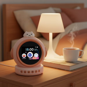 触摸按钮电池供电儿童学习计时器 WiFi 天气音乐会说话机器人语音命令倒计时闹钟静音书桌 - Product Image 1