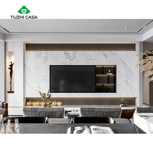 Meuble TV moderne de luxe pour salon en <span class=keywords><strong>marbre</strong></span>, extensible, avec <span class=keywords><strong>cheminée</strong></span>, 75 pouces - Product Image 6