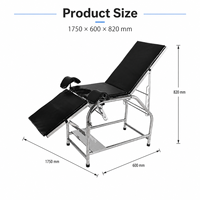 Table d'examen gynécologique en acier inoxydable pour hôpital avec dossier et repose-jambes réglables