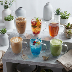 Vaso de Vidrio Aislante Moderno y Ecológico, Vaso de Té de Doble Pared para Tiendas de Artículos para el Hogar y Cocina - Product Image 1