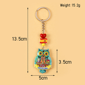 Llavero de Resina y Metal con Bandera Española, Corazón, Búho y Sagrada Familia, Recuerdo de <span class=keywords><strong>Barcelona</strong></span>, Regalo de Viaje - Product Image 4