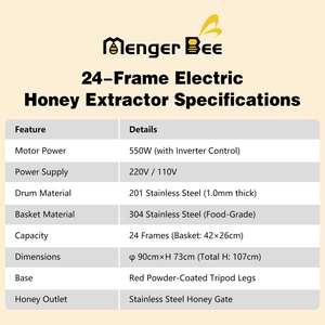 Extractor de Miel Eléctrico Programable OEM de 24 Cuadros con Pantalla Táctil, Grado Automático con Engranajes y Motor 220V/110V - Product Image 3