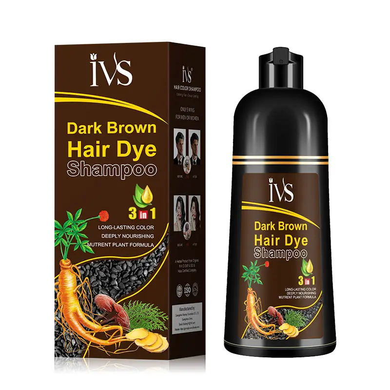 Faible quantité minimale de commande 500ml Couverture Gris Cheveux Couleur Shampooing 7 Coloré Mode Sans Ammoniac Magique Permanent À Base De Plantes Cheveux Teinture Shampooing