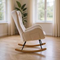 Fauteuil à bascule moderne personnalisé en tissu Teddy avec fonctions de sécurité pour chambre de maman et bébé
