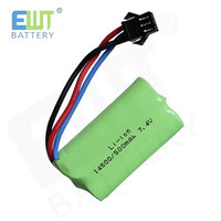قابلة للشحن بطارية ليثيوم أيون 14500 7.4V 500mAh بطاريات ليثيوم أيون 7.4V 500mAh مع سلك وموصل ل لعبة