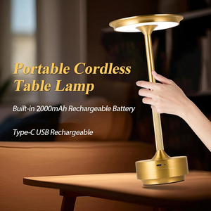 Goldene Kabellose Tischlampe Wiederaufladbar Tragbar 2000mAh Batteriebetriebene Lampe Elegante Stufenlos Dimmbare LED-Tischleuchte - Product Image 2