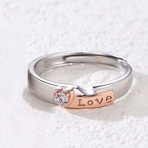 CZ Diamond Couple Wedding <b>Ring</b> Sets Wholesale Handmade <b>Silver</b> White Gold Plated <b>Adjustable</b> Open Lover <b>Ring</b> for Couple - Product Image 6