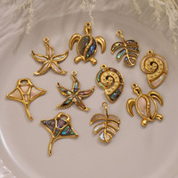 Breloques Bohème en Acier Inoxydable Plaqué Or Série Océan - Étoile de mer, Coquillage, Conque, Poisson, Pendentif Feuille pour Accessoires de Bijoux DIY